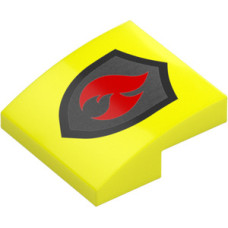 LEGO tetőelem íves 2×2 tűzoltó logó mintával, narancssárga (84783)