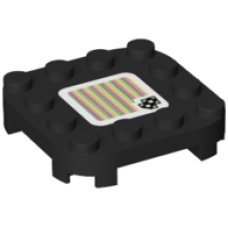 LEGO lapos elem 4×4×2/3 lekerekített sarkokkal és négy talppal középen vonalkód mintával (Super Mario), fekete (79870)