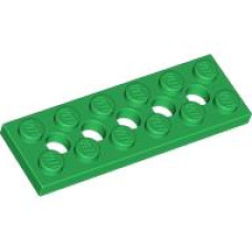 LEGO technic lapos elem 2×6 5 lyukkal, zöld (32001)