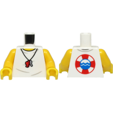 LEGO felsőtest életmentő póló és síp mintával, fehér (76382)