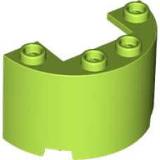 LEGO henger fél (ívelt fal elem) 2×4×2 1×2-es kivágással, lime (24593)