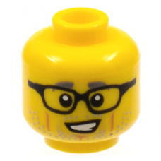 LEGO férfi fej szemüveg és borosta mintával, sárga (66173)--- Debrecenben raktáron!