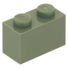 LEGO kocka 1x2, homokzöld (3004)