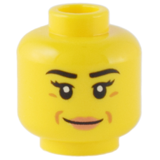 LEGO női fej ráncos arc mintával, sárga (101367)