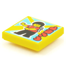 LEGO csempe 2×2 hátizsákos figura mintával (Vidiyo BeatBit album), sárga (3068pb1557)