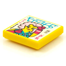 LEGO csempe 2×2 rózsaszín hajú figura mintával (Vidiyo BeatBit album), sárga (3068pb1576)