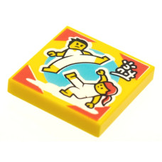LEGO csempe 2×2 táncoló/karatézó figurák mintával (Vidiyo BeatBit album), sárga (3068pb1632)