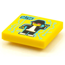 LEGO csempe 2×2 táncoló robot mintával (Vidiyo BeatBit album), sárga (3068pb1593)