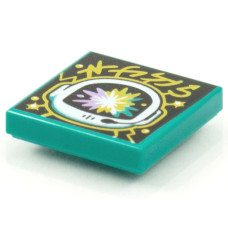 LEGO csempe 2×2  űrhajós sisak és robbanás mintával (Vidiyo BeatBit album), sötét türkizkék (3068pb1544)
