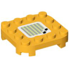 LEGO lapos elem 4×4×2/3 lekerekített sarkokkal és négy talppal középen vonalkód mintával (Super Mario), világos narancssárga (100595)