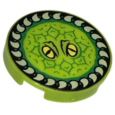 LEGO csempe kerek 2×2 'Fogas frizbi' mintával (Harry Potter), lime (104417)