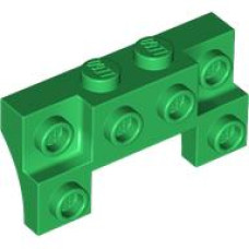 LEGO kocka 2x4 - 1x4 oldalt íves elöl bütykökkel, zöld (14520)