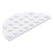 LEGO lapos elem félkör 4x8, fehér (22888)