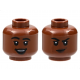 LEGO női fej kétarcú nevető/mosolygó arc mintával, vörösesbarna (93054)