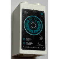 LEGO kocka 2×2×3 fej/agy felvétel mintával (matrica), fehér (30145pb023)