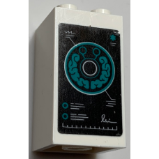 LEGO kocka 2×2×3 fej/agy felvétel mintával (matrica), fehér (30145pb023)