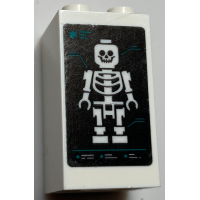 LEGO kocka 2×2×3 röntgen/csontváz mintával (matrica), fehér (30145pb024)