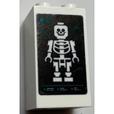 LEGO kocka 2×2×3 röntgen/csontváz mintával (matrica), fehér (30145pb024)