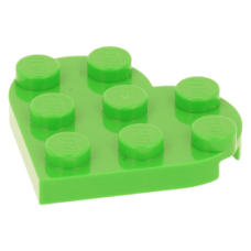 LEGO lapos elem szív alakú 3x3, világoszöld (39613)