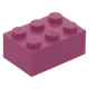 LEGO kocka 2x3, sötét rózsaszín (3002)