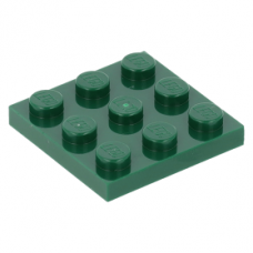 LEGO lapos elem 3x3, sötétzöld (11212)