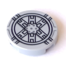 LEGO csempe kerek 2×2 mintával (SW), világosszürke (74405)