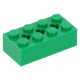 LEGO technic kocka 2×4 tetején 3 db tengely-csatlakozóval, zöld (39789)