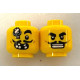 LEGO férfi fej kétarcú bajuszos vigyorgó/összetört arc mintával, sárga (77778)