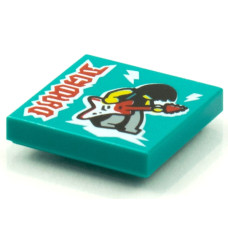 LEGO csempe 2×2 gitáros mintával (Vidiyo BeatBit album), sötét türkizkék (3068bpb1606)