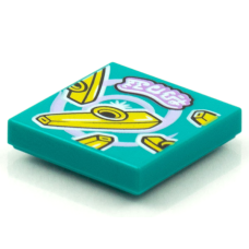 LEGO csempe 2×2 kazoo mintával (Vidiyo BeatBit album), sötét türkizkék (3068bpb1566)