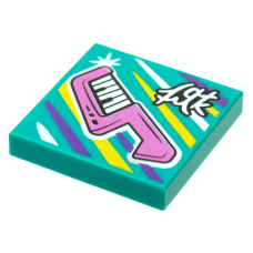 LEGO csempe 2×2 szintetizátor mintával (Vidiyo BeatBit album), sötét türkizkék (3068bpb1641)
