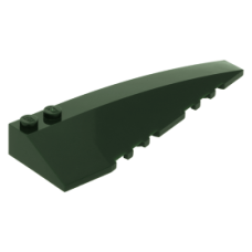 LEGO ék/szárny 10×3 íves tetején kettő bütyökkel jobbos, sötétzöld (50956)