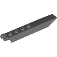 LEGO lapos csuklós elem 1×8 végén függőleges kettős villával szélein lehajló oldalakkal, sötétszürke (30407/14137)