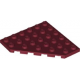 LEGO ék alakú lapos elem 6x6 (45°-os), sötétpiros (6106)