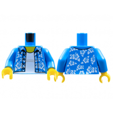 LEGO felsőtest fehér atléta és virág mintás ing mintával, sötét azúrkék (76382)