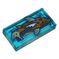 LEGO csempe 1×2 sötét narancssárga koi hal mintával, átlátszó világoskék (105178) --- Debrecenben raktáron!