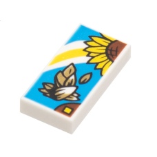 LEGO csempe 1×2 napraforgó mintával, fehér (83672)