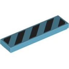 LEGO csempe 1×4 közép azúrkék-fekete csíkos, közép azúrkék (103166)
