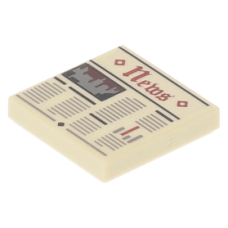 LEGO csempe 2×2 újság (News) mintával, sárgásbarna (24873)
