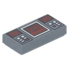 LEGO csempe 1x2 vezérlőpult és képernyő mintával, sötétszürke (66894)