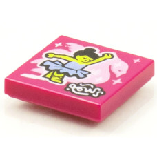 LEGO csempe 2×2 balerina és hattyú mintával (Vidiyo BeatBit album), bíborvörös (3068bpb1542)