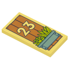 LEGO csempe 2×4 virág és 23-as szám mintával, világossárga (101278)