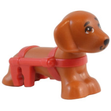 LEGO kutya tacskó piros tolószékhámmal (Friends), sötét narancssárga (104103)