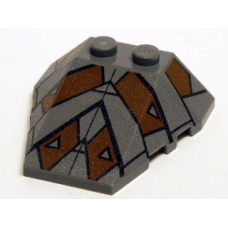 LEGO ék/szárny 4×4 íves tetején 2db bütyökkel mintával, sötétszürke (96543)