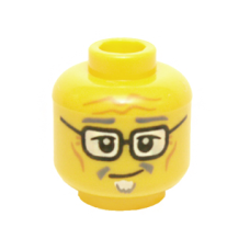 LEGO férfi fej szemüveg és bajusz mintával, sárga (23215)