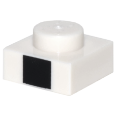 LEGO lapos elem 1x1 fekete négyzet mintával, fehér (35329)