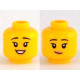 LEGO női fej kétarcú mosolygó/nevető arc mintával, sárga (68375)