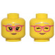 LEGO női fej kétarcú szemüveges mosolygó arc mintával, sárga (68436)