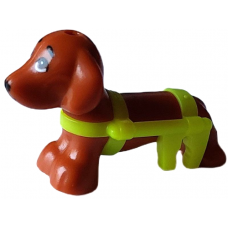 LEGO kutya tacskó neon sárga tolószékhámmal (Friends), sötét narancssárga (101284)