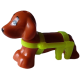 LEGO kutya tacskó neon sárga tolószékhámmal (Friends), sötét narancssárga (101284)